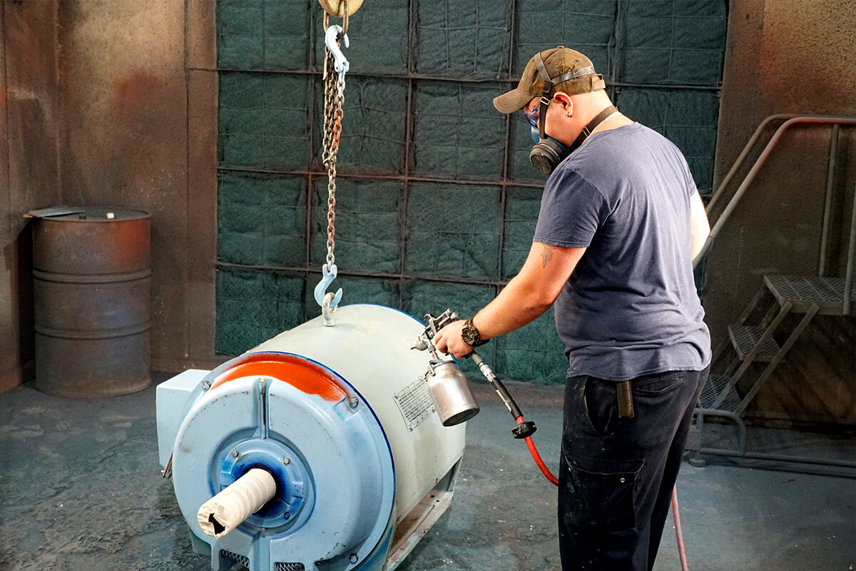 Smith Services finishing Motor repair with a protective coating of paint