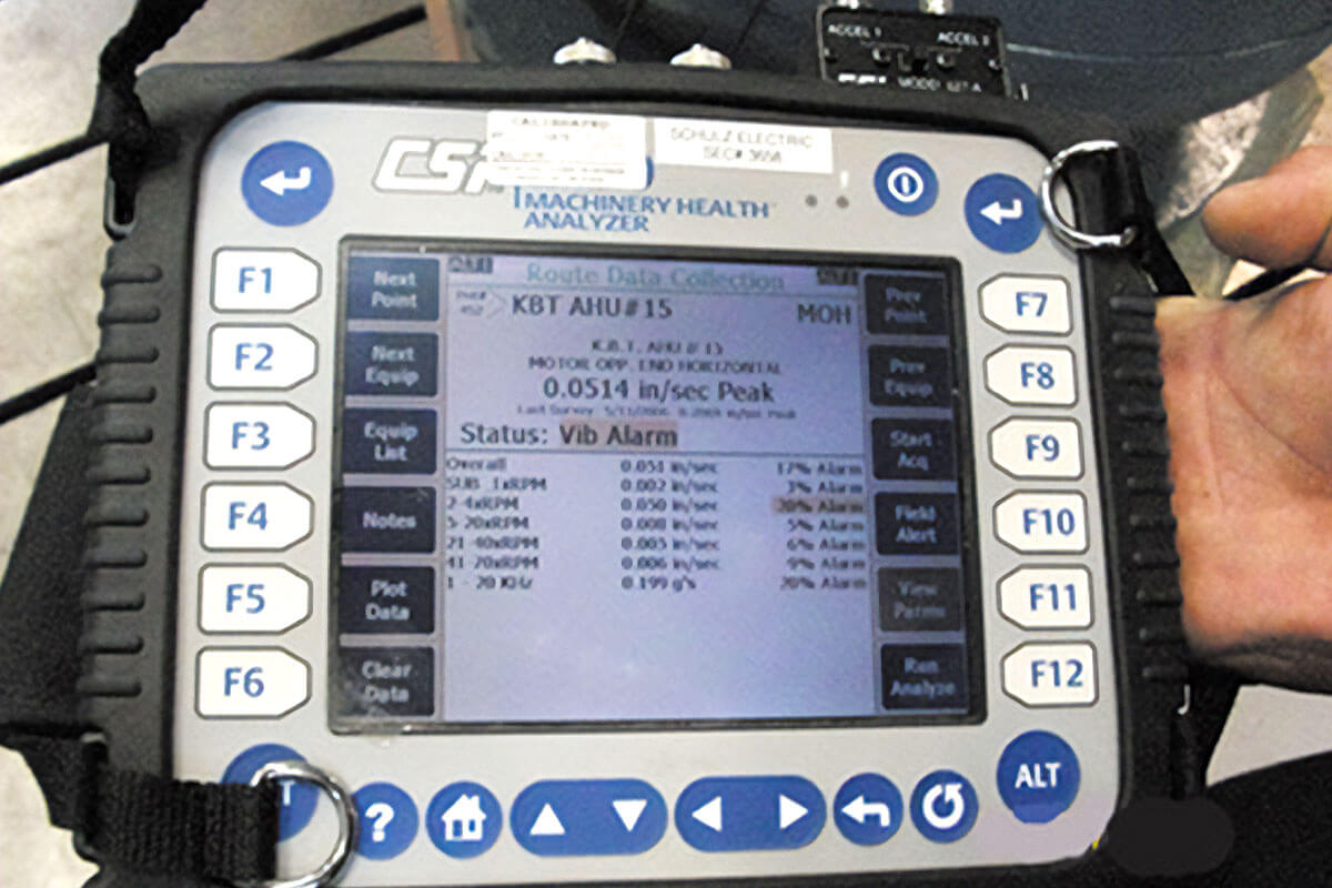 Monitoring electric motor with vibration trending and analysis